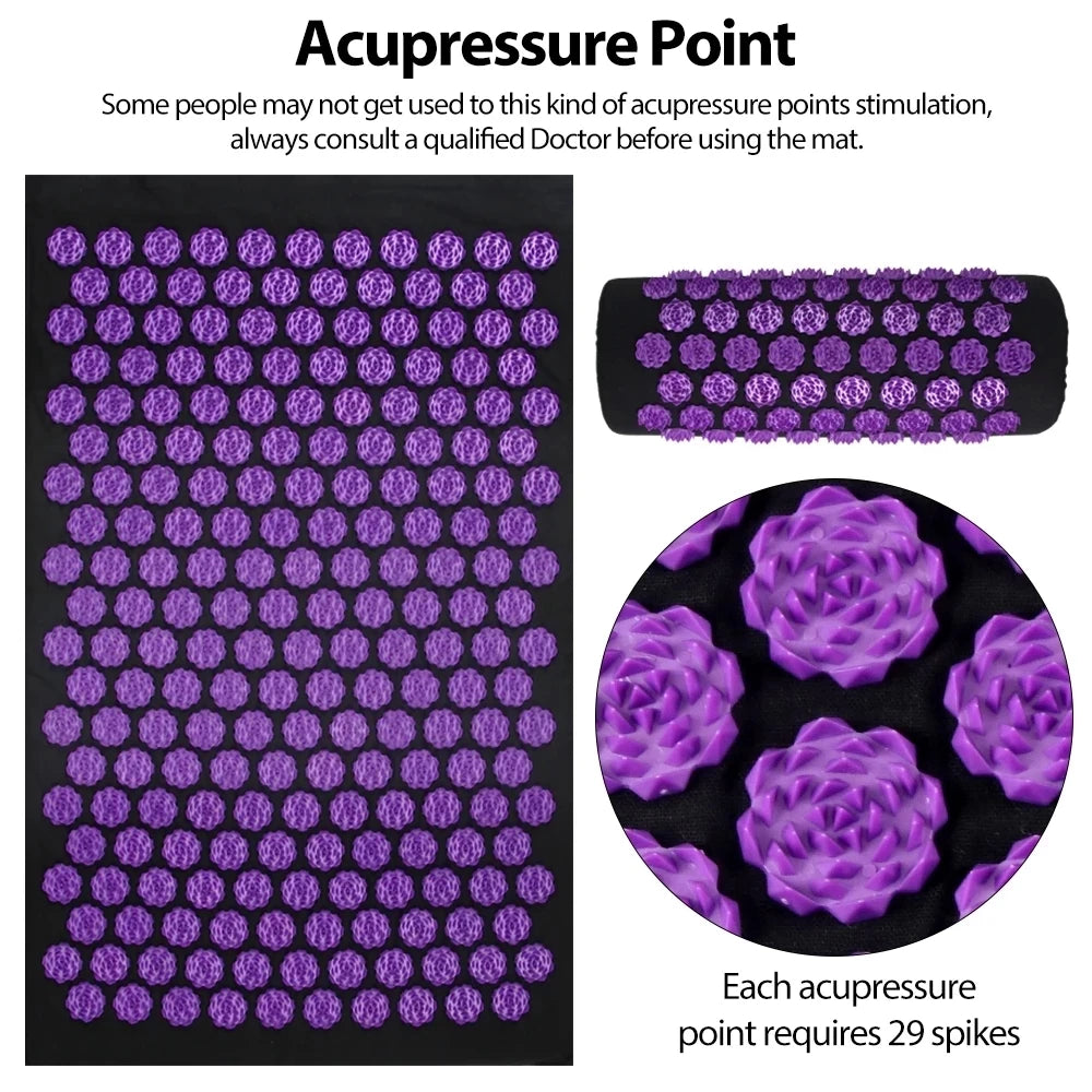 Acupressure Yoga Mat with Pillow – Shiatsu Massage for Relaxation and Pain Relief