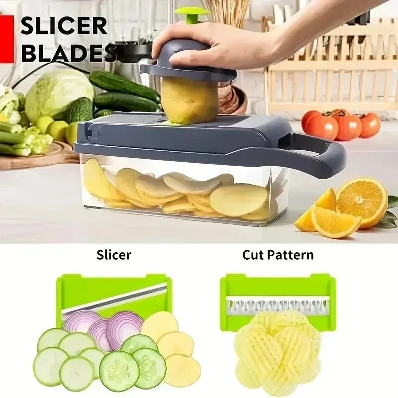 Multifunctional Vegetable Chopper & Slicer with 7 Blades
