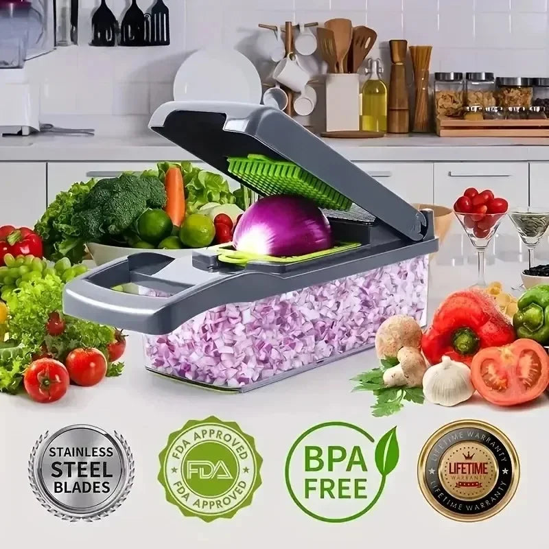 Multifunctional Vegetable Chopper & Slicer with 7 Blades