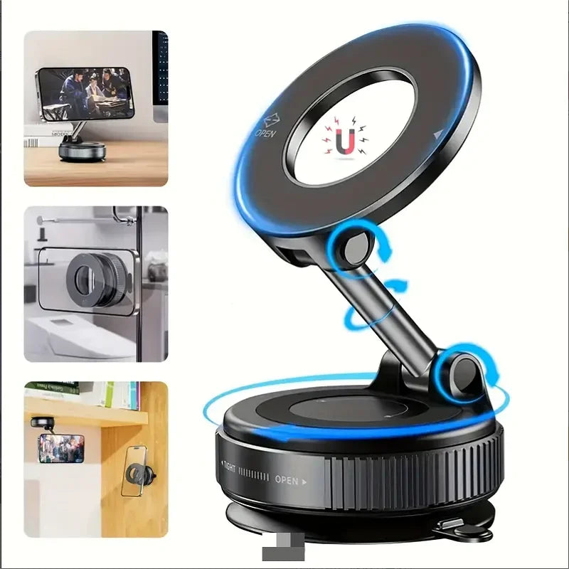 360° Rotating Vacuum Magnetic Car Phone Holder – New Model