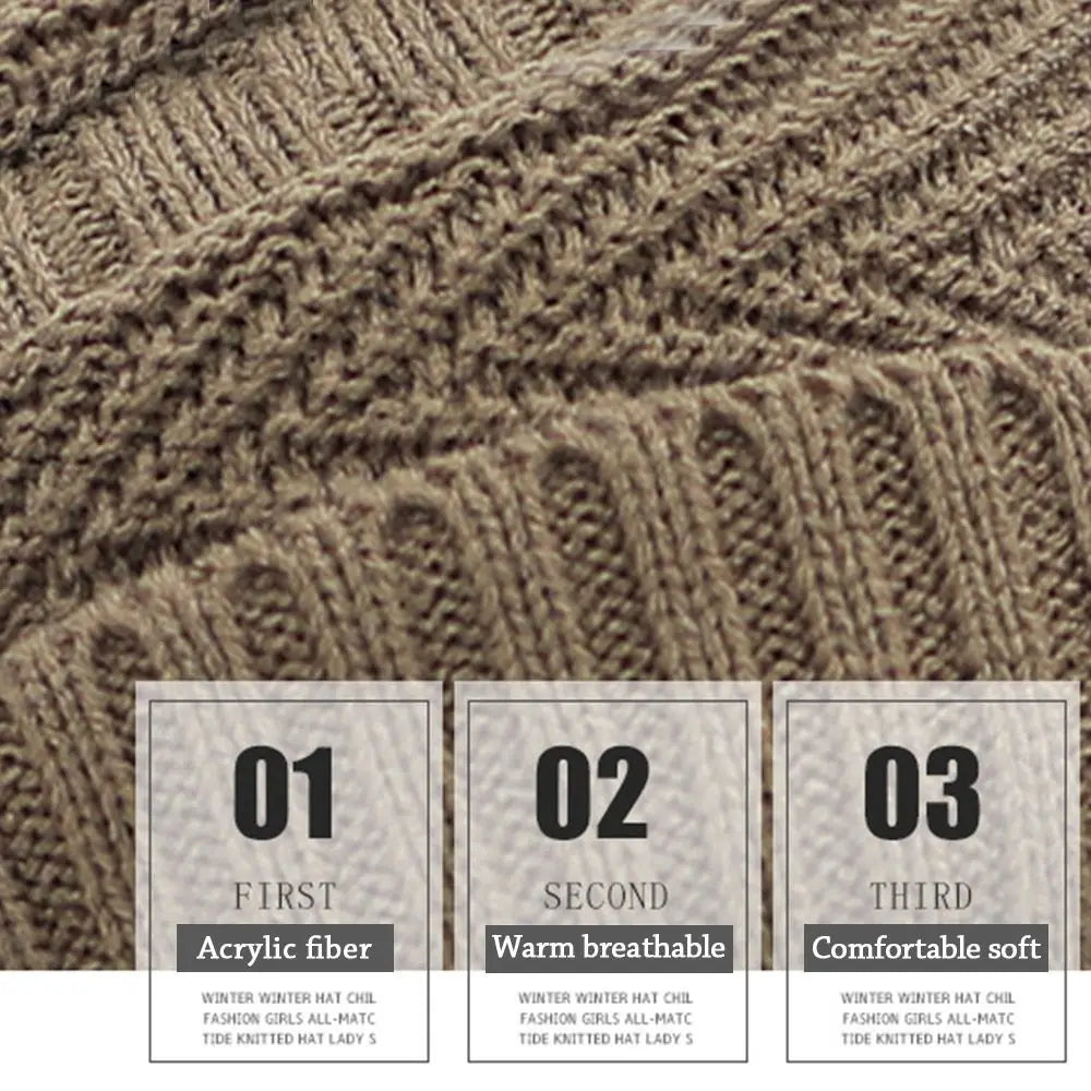 Winter Beanie Hat & Scarf Set – Warm Knit Thermal Cap for Men & Women