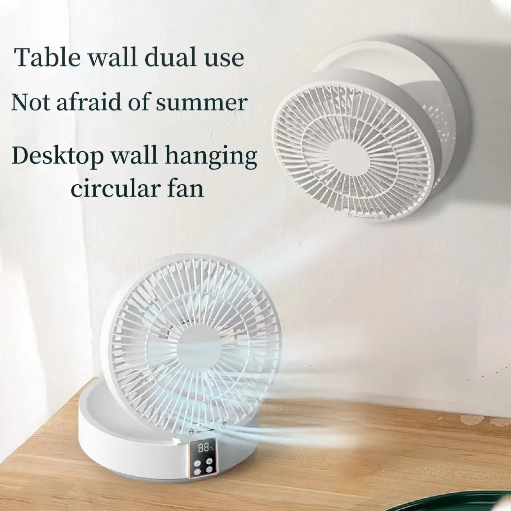 Portable Rechargeable USB Electric Folding Fan with Remote Control and Nightlight Air Cooler
