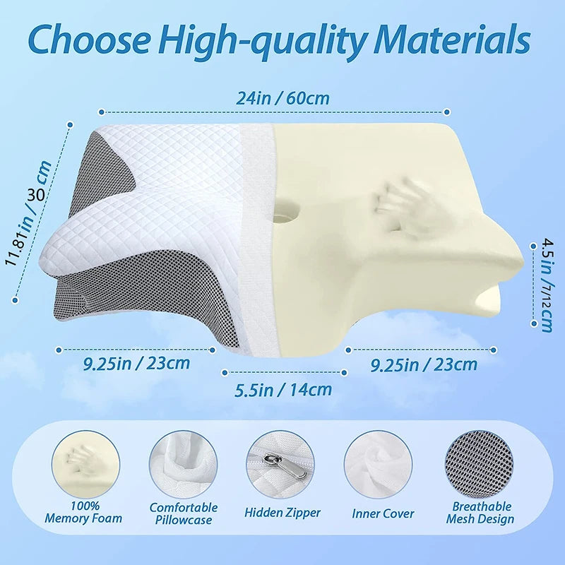 Memory Foam Cervical Pillow – Ergonomic Contour Pillow for Neck Pain Relief & Better Sleep