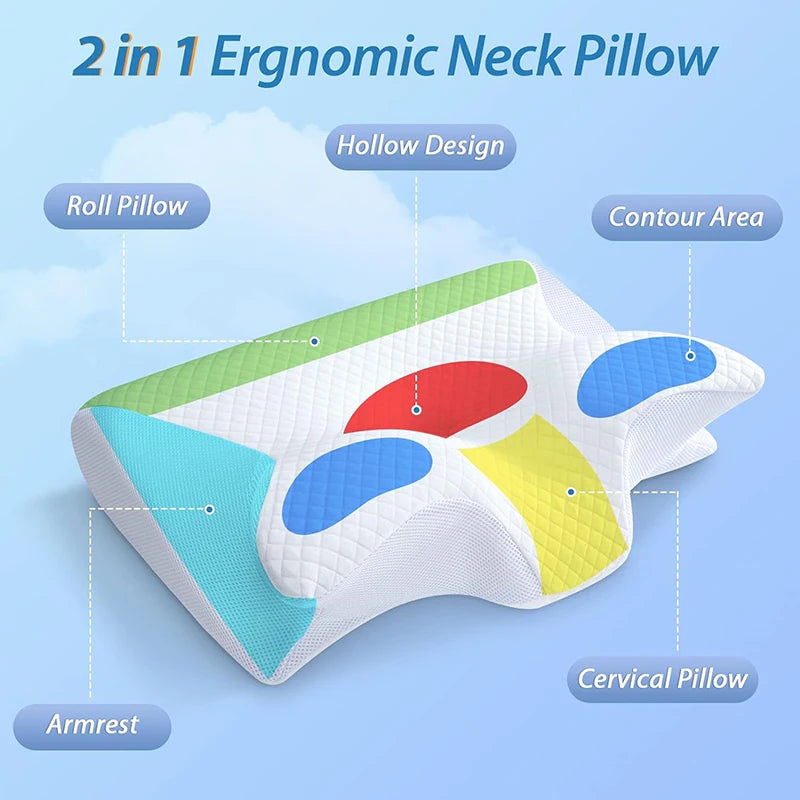 Memory Foam Cervical Pillow – Ergonomic Contour Pillow for Neck Pain Relief & Better Sleep