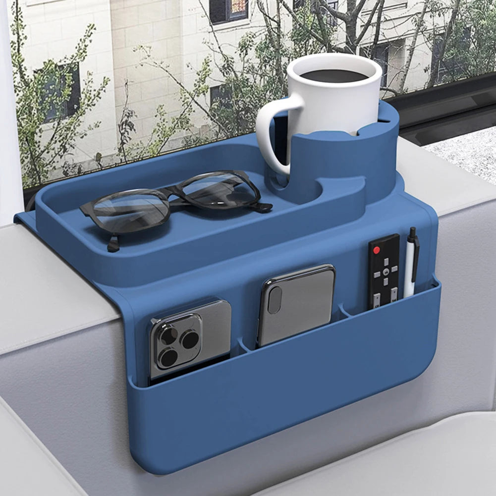 Silicone Couch Cup Holder with Side Pockets – Armrest Organizer for Remote, Drinks, and More