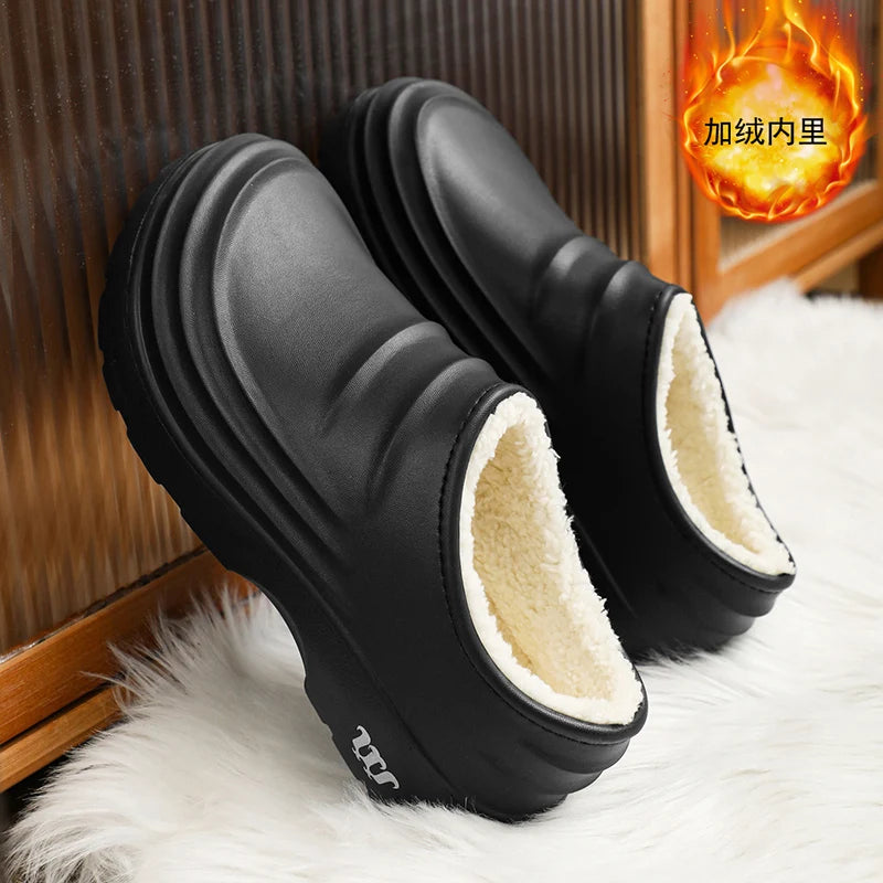 Men’s Winter Warm Waterproof Cotton Slippers – Indoor & Outdoor Comfort