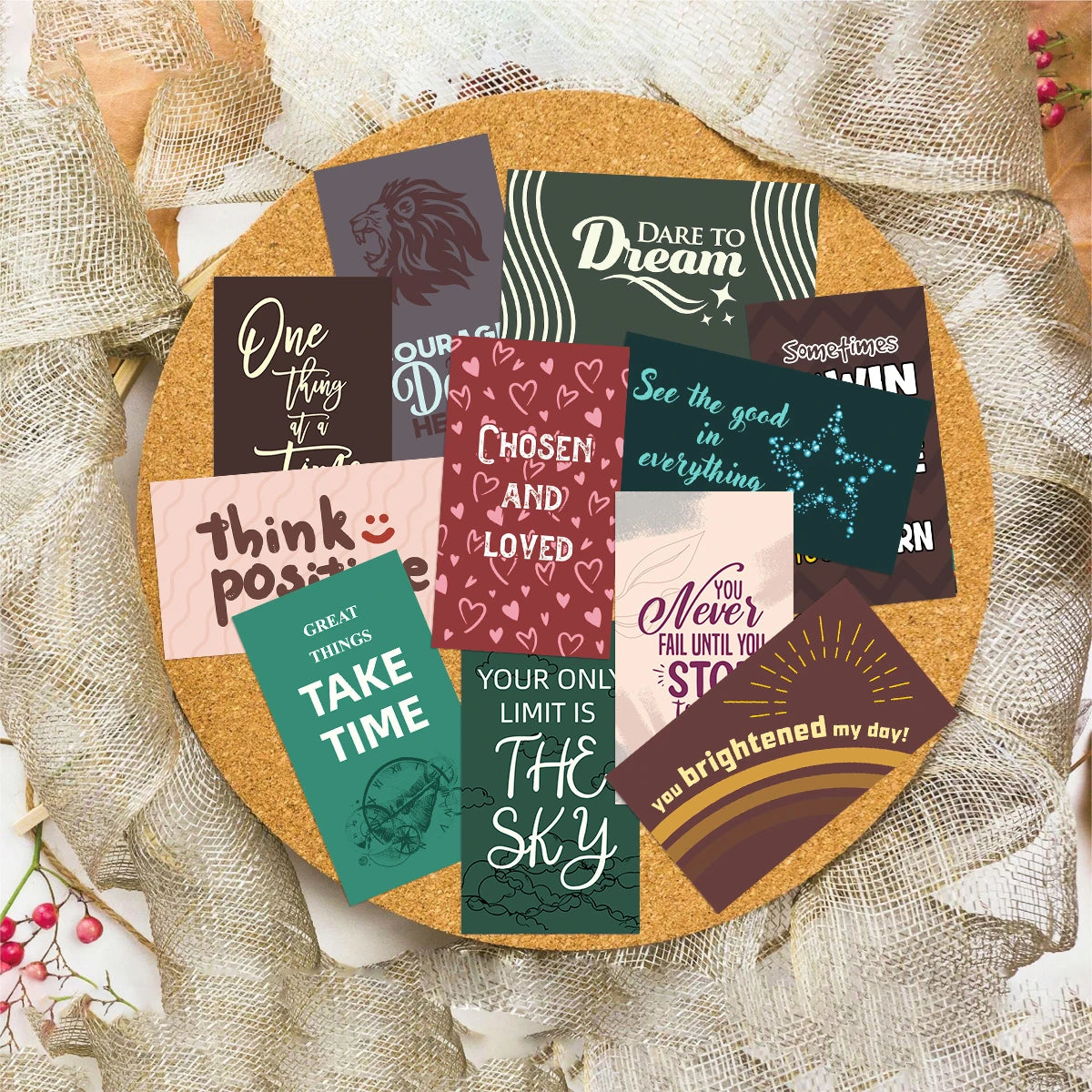 60pcs Motivational Quote Cards – Inspirational Mini Gift Cards with Positive Affirmations for Him & Her
