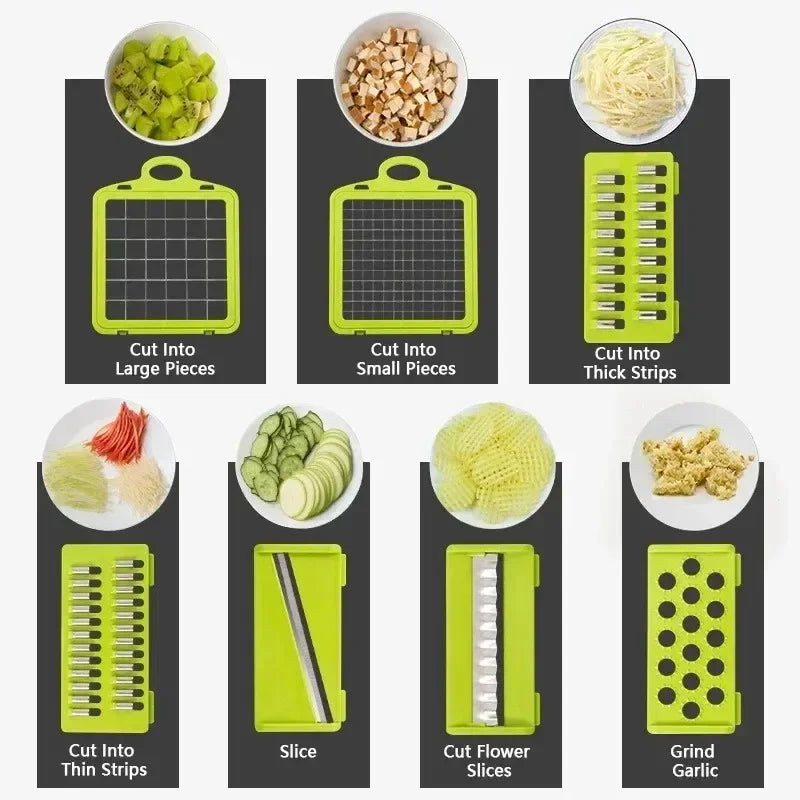 Multifunctional Vegetable Chopper & Slicer with 7 Blades