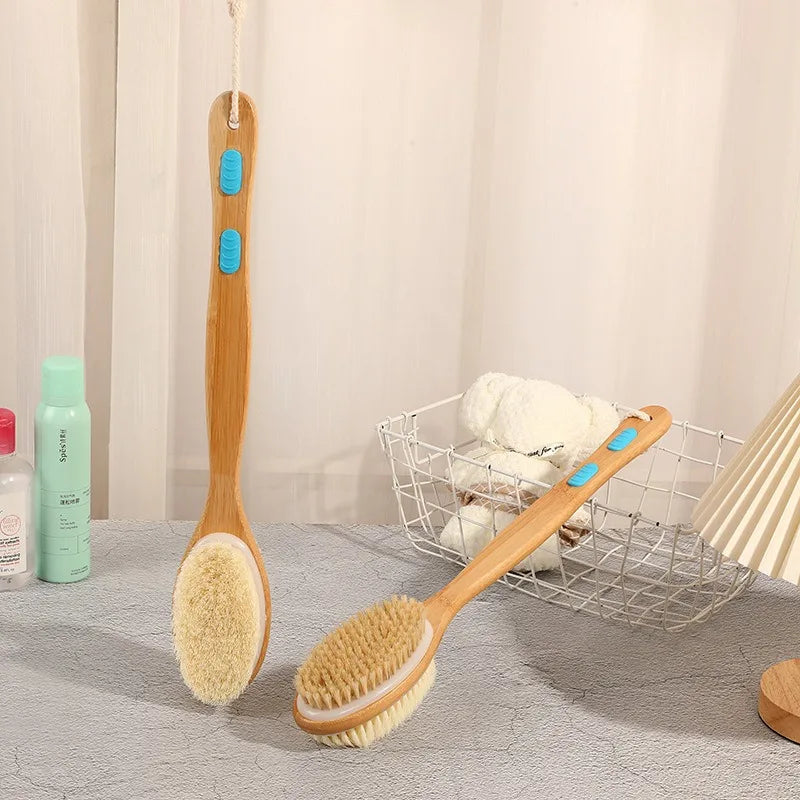 Long Shower Brush with Soft & Stiff Bristles – Dual-Sided Long Handle Back Scrubber
