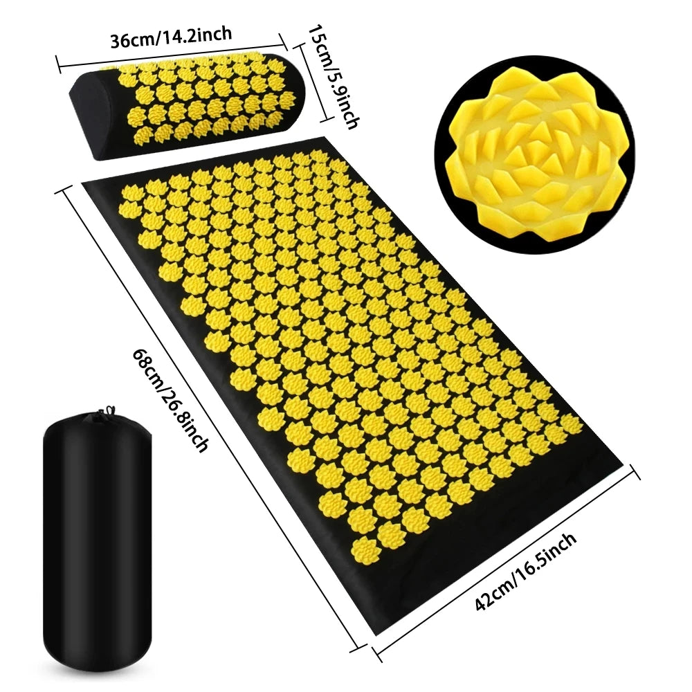 Acupressure Yoga Mat with Pillow – Shiatsu Massage for Relaxation and Pain Relief