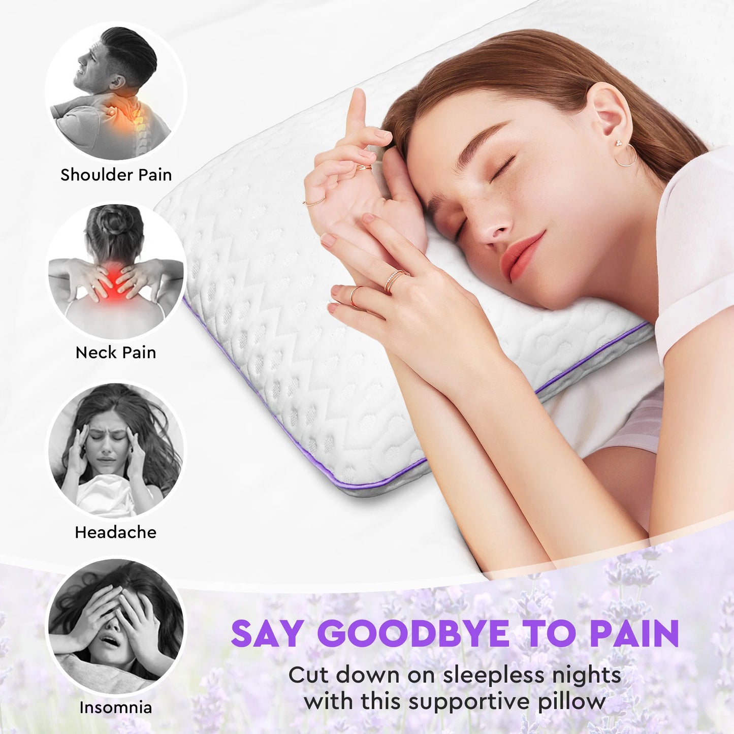 Purple Pillow - Ultimate Cooling Memory Foam Comfort with Lavender Scent