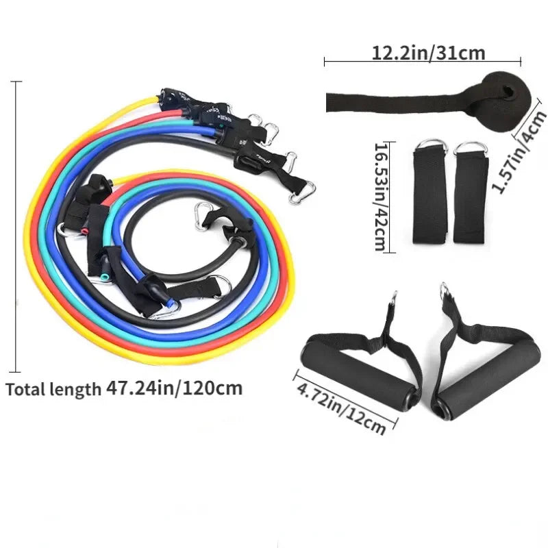 11 pcs Resistance Bands Set – Portable Fitness Equipment for Full-Body Workouts