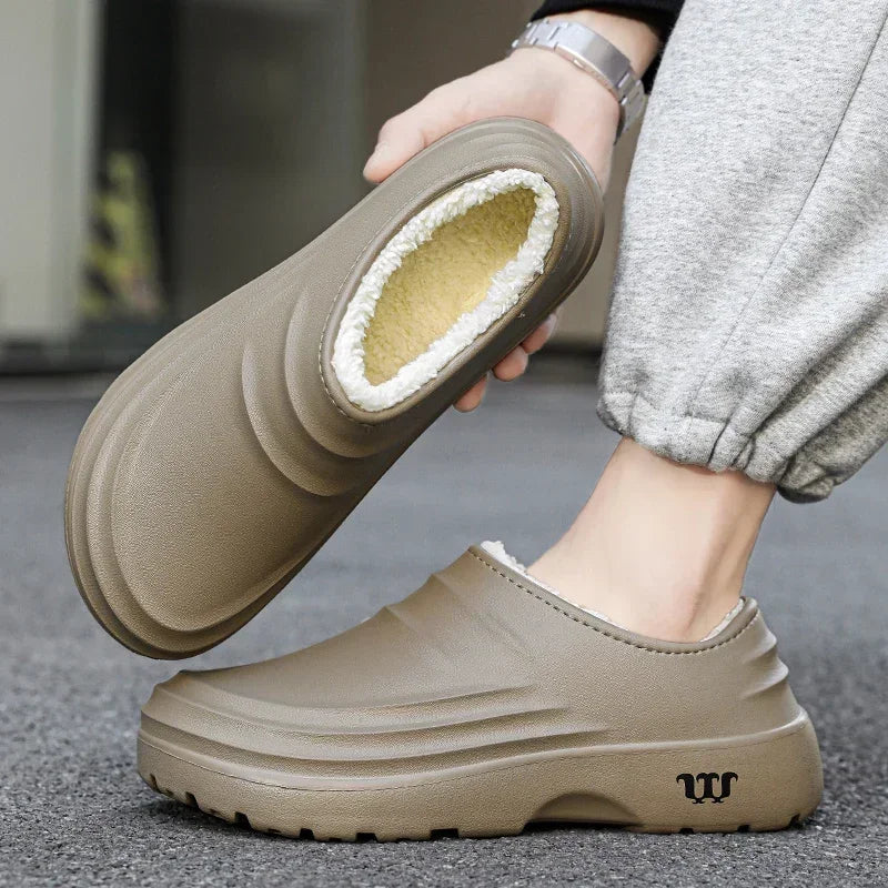 Men’s Winter Warm Waterproof Cotton Slippers – Indoor & Outdoor Comfort