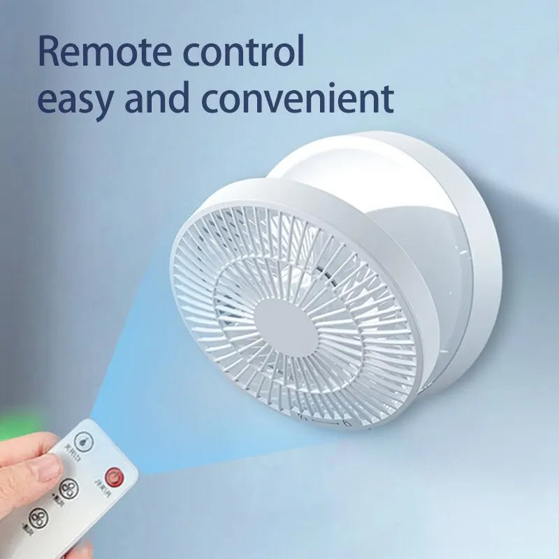Portable Rechargeable USB Electric Folding Fan with Remote Control and Nightlight Air Cooler