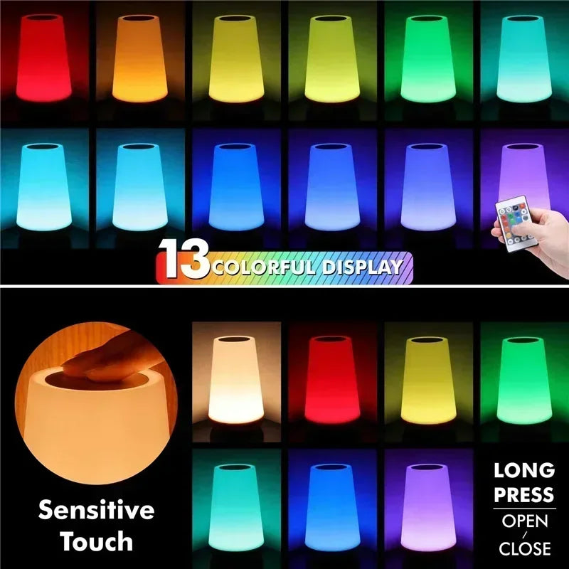 Portable Touch Night Light Create a Warm Atmosphere | with 13 Colors & Rechargeable USB
