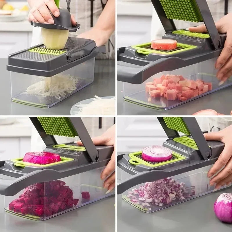 Multifunctional Vegetable Chopper & Slicer with 7 Blades