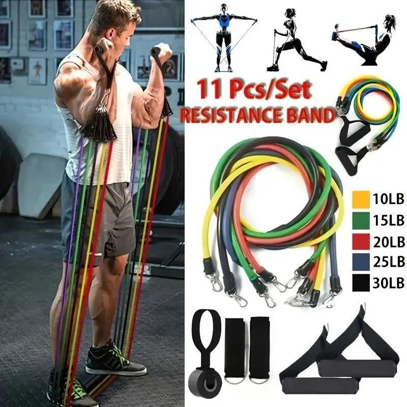 11 pcs Resistance Bands Set – Portable Fitness Equipment for Full-Body Workouts
