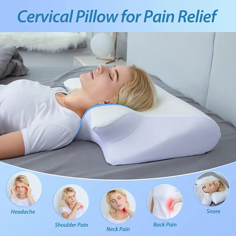 Memory Foam Cervical Pillow – Ergonomic Contour Pillow for Neck Pain Relief & Better Sleep
