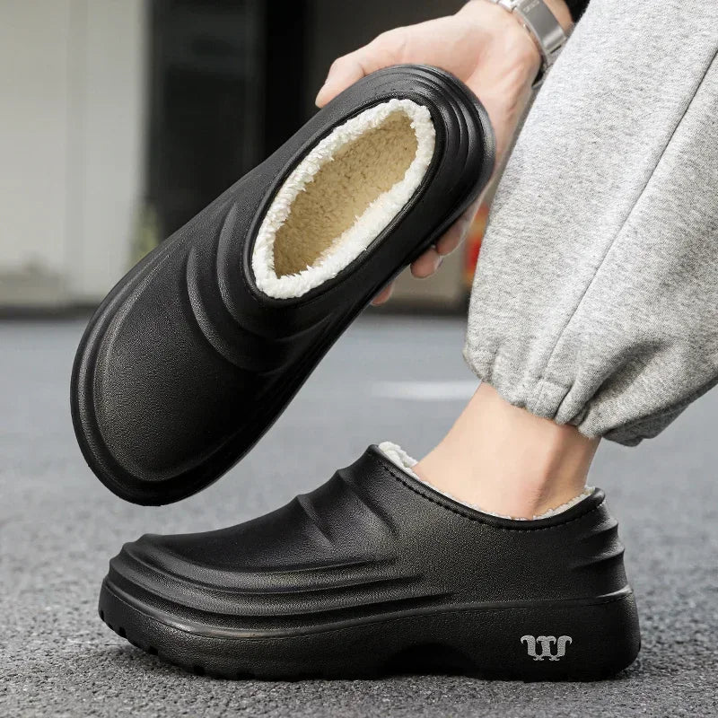 Men’s Winter Warm Waterproof Cotton Slippers – Indoor & Outdoor Comfort