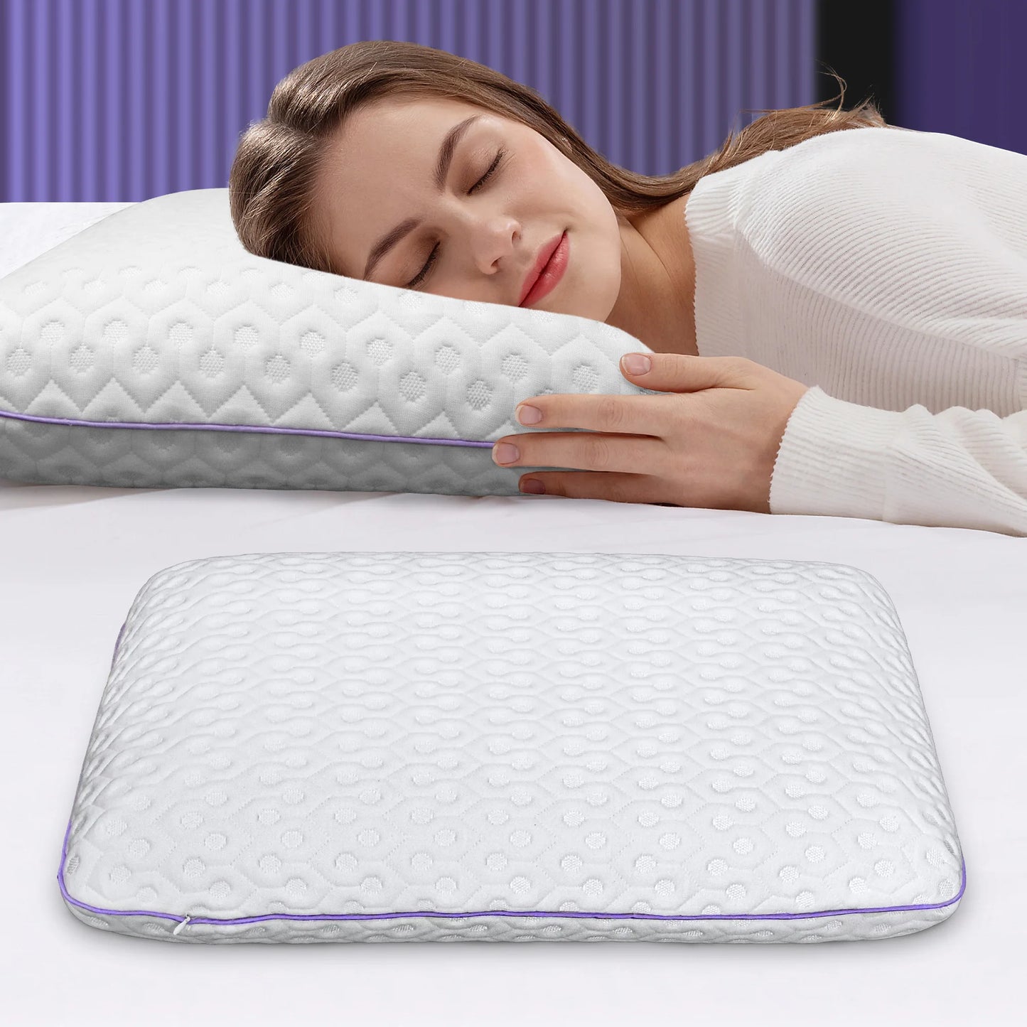 Purple Pillow - Ultimate Cooling Memory Foam Comfort with Lavender Scent